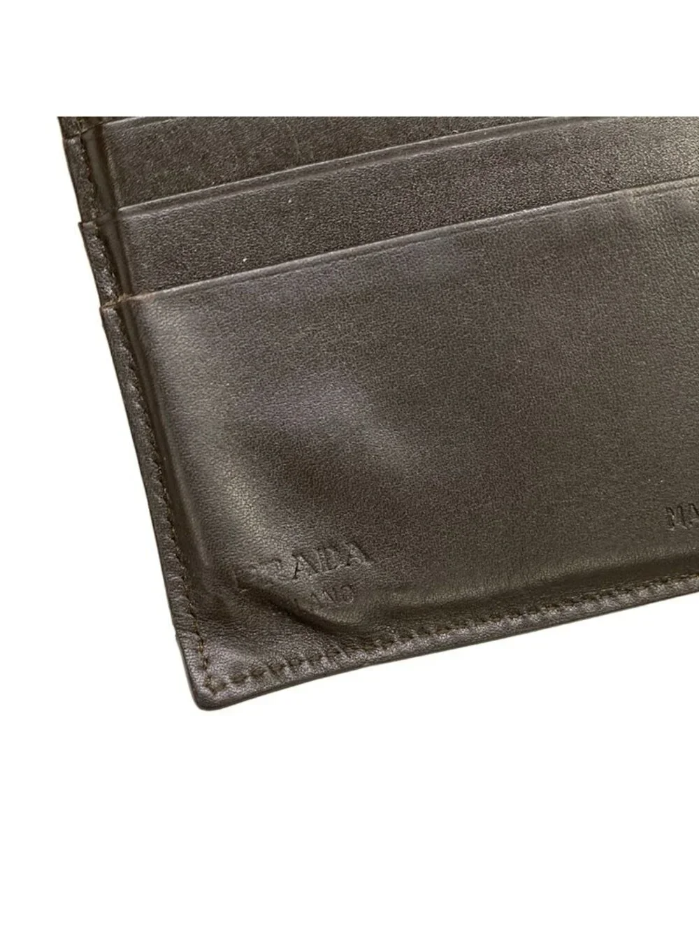 Prada Trifold Wallet Ivory Dark Brown